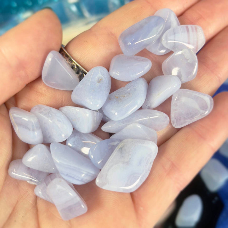 Blue Lace Agate Tumbled Stones - To Speak Your Truth
