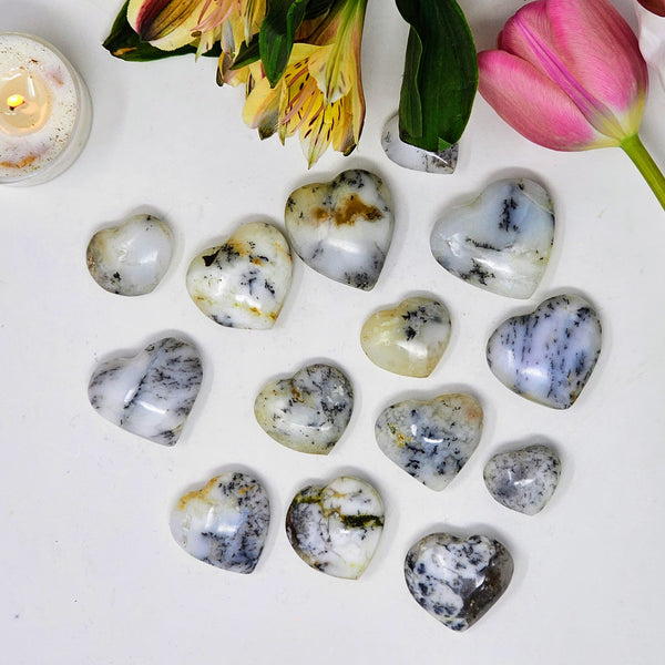 Dendritic Opal Baby Hearts - Courage to Find Your True Self