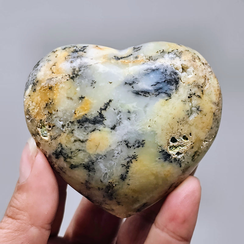 Dendritic Opal Heart Palmstones - Serious Emotional Transformation