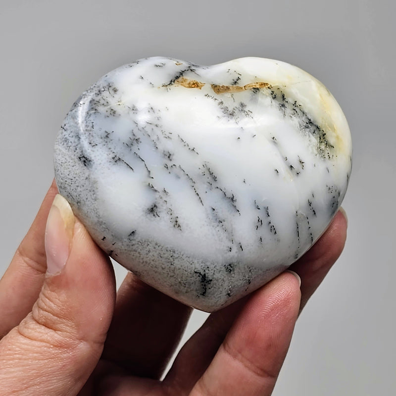 Dendritic Opal Heart Palmstones - Serious Emotional Transformation