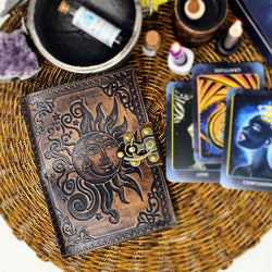Embossed Leather Journal With Sun And Moon - Take Note Of The Unforgettable