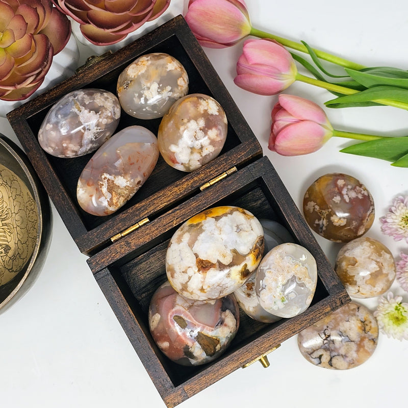 Flower Agate Palmstones - Embark On Your Journey With Confidence