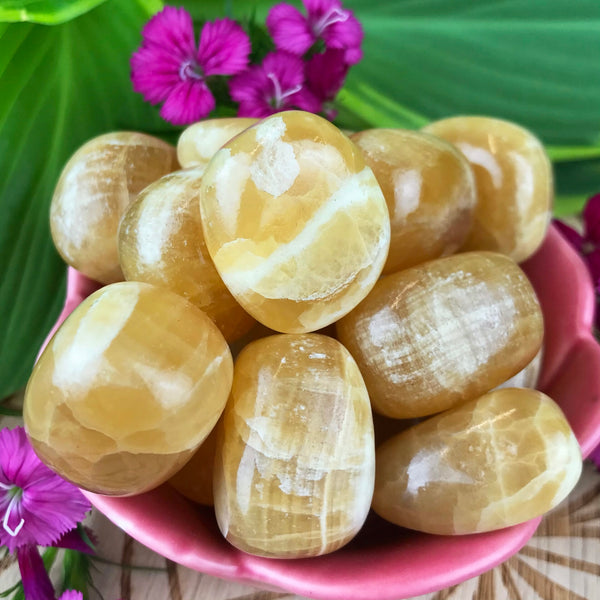 Lemon Calcite Tumbled Stone - For manifesting all your desires into reality.