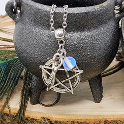 Opalite & Pentagram Necklace - For Elegance and Strength