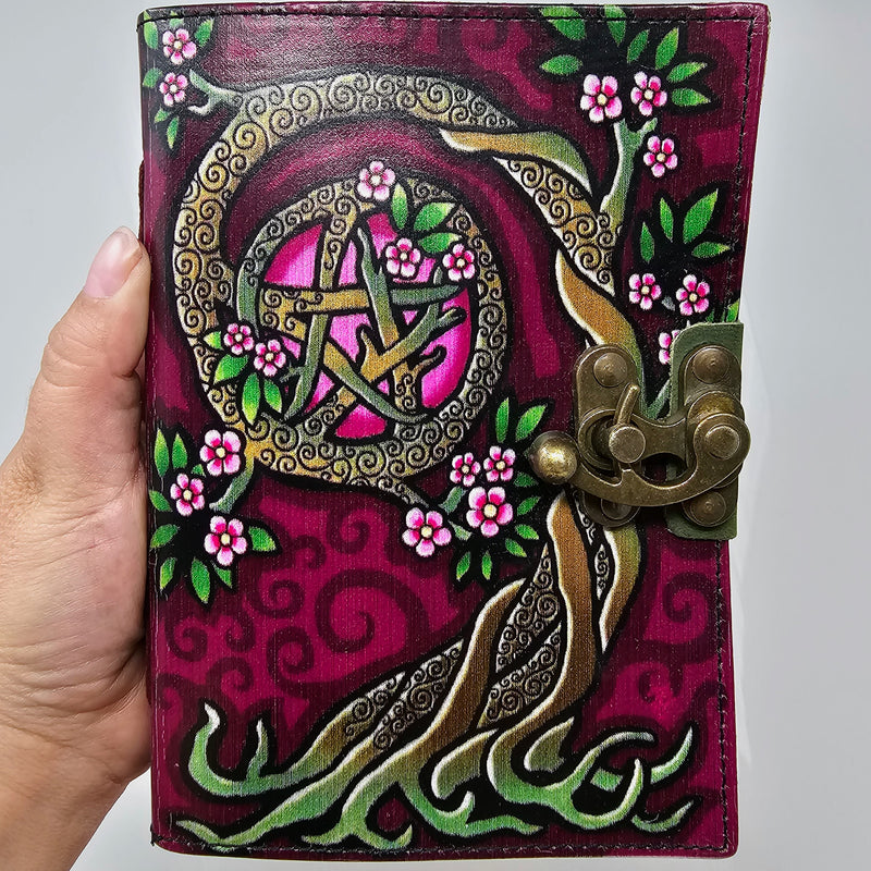 Painted Tree And Pentagram Leather Journal - To Explore The Deepest Parts Of Life
