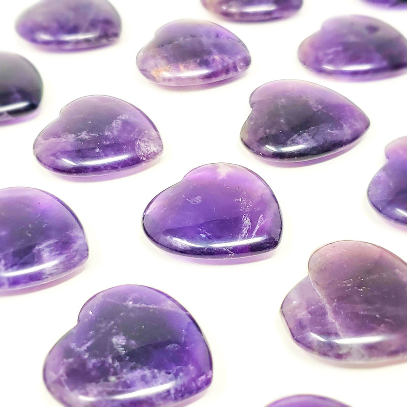 Amethyst Pocket Hearts laid out on a white background