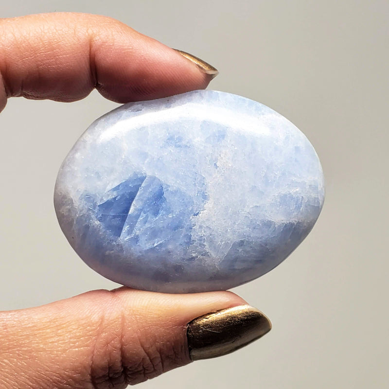 Blue Calcite Palmstones - Deep Inner Peace