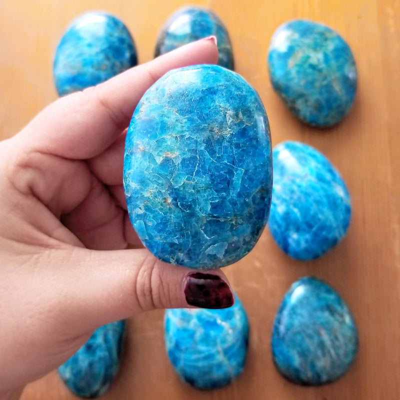 Blue Apatite Palmstones - Make Your Dreams A Reality