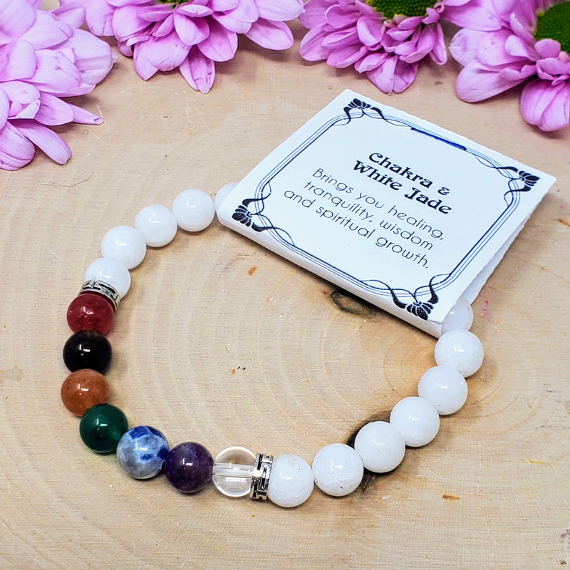 Chakra & White Jade Bracelet - For Hope and Positivity