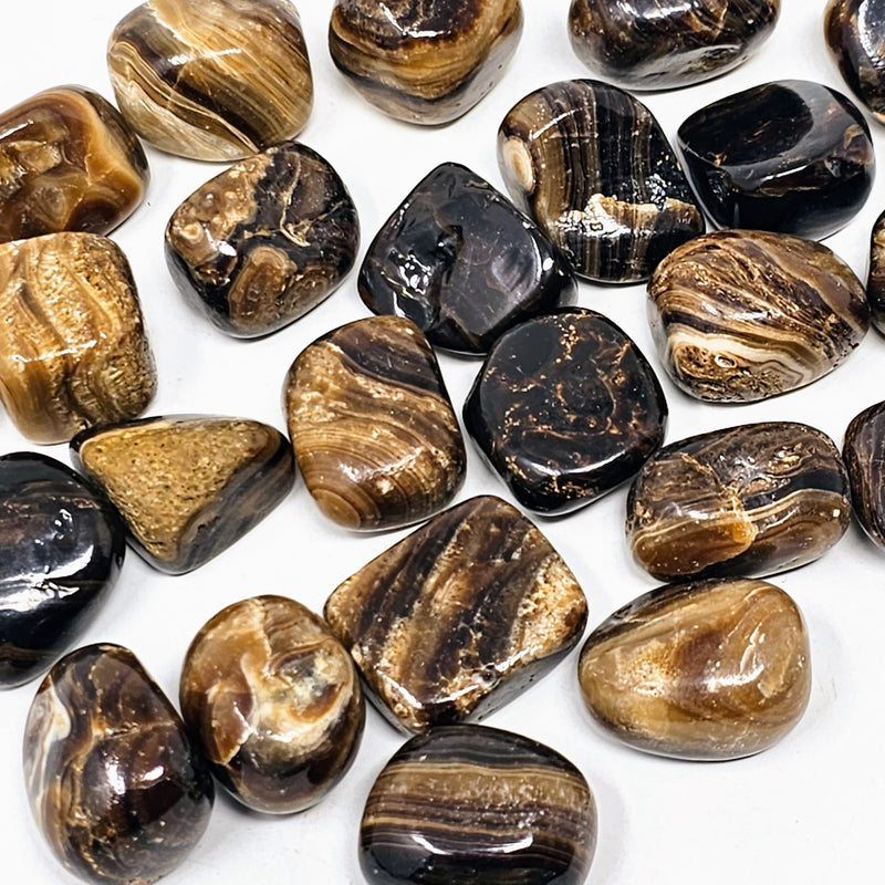 Chocolate Calcite Tumbled Stones - Leave Behind Negatives Patterns
