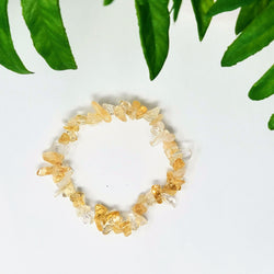 Citrine chip bead bracelet on white background