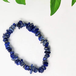 Chip bead Lapis Lazuli bracelet on white background