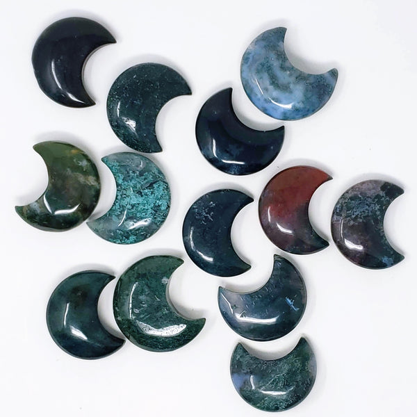 Moss Agate Half-Moon's 🌙 Ground Yourself & Make Shit Happen