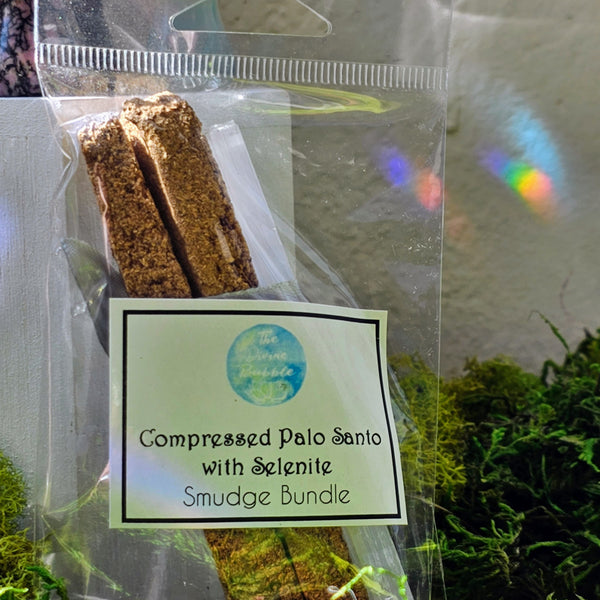 Compressed Palo Santo with A Selenite Stick - For Transformation and Magical Moments