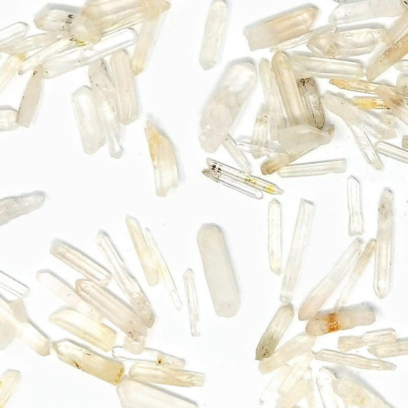 Quartz Points scattered on a white background