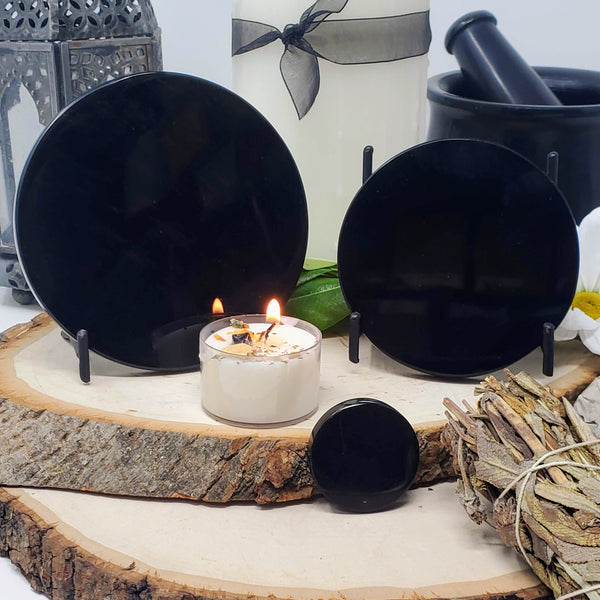 Black Obsidian Scrying Mirror 🔮 A Divination Set with Spell Candles and Sage