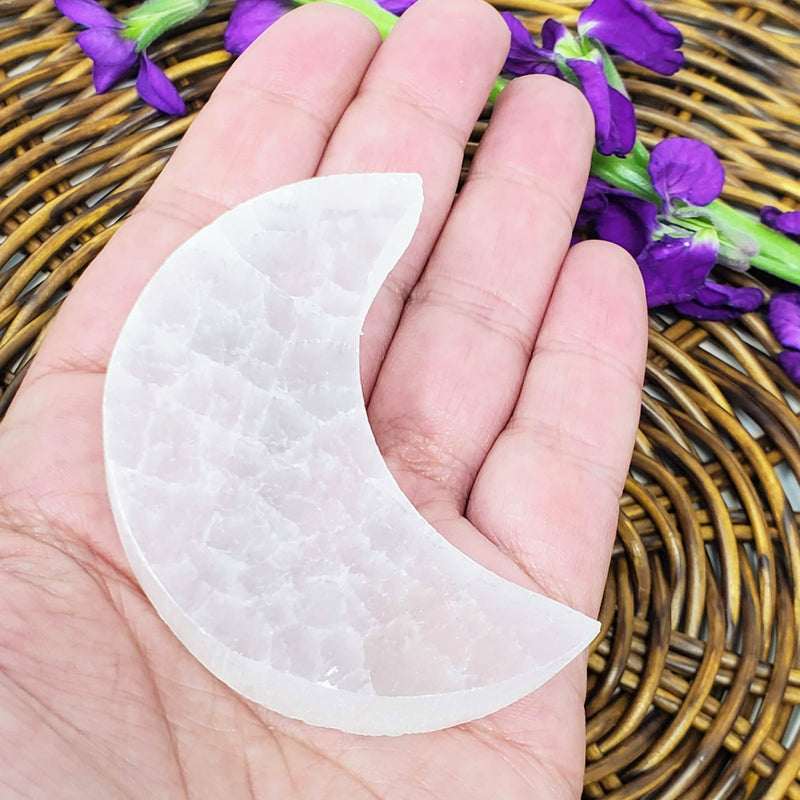 Mini Selenite Moon Charging Plate - For Clearing & Energizing Your Crystals