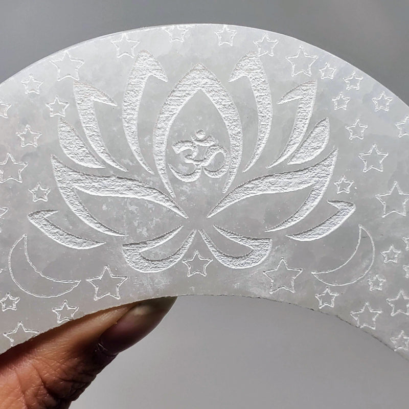 Selenite Lotus Moon Charging Plate - To Radiate Positive Energy