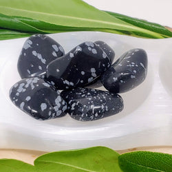 Snowflake Obsidian Tumbled Stones - For Serious Strength and Balance